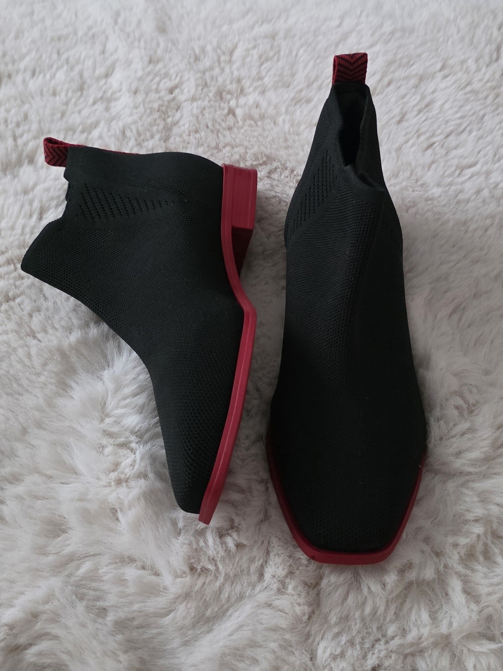 Vivaia Square Toe Chelsea Ankle Boots with Red Sole - Women's Slip-On Booties
